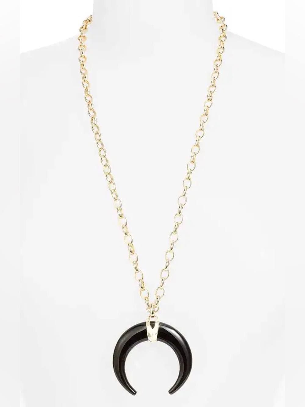 NEW Kendra Scott Gold Chain Necklace with Black Crescent Pendant